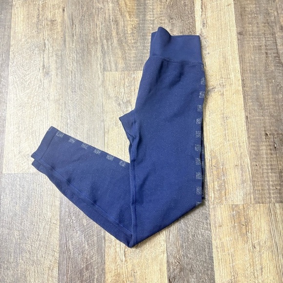 PINK Victoria's Secret Pants - Victoria's Secret PINK Active Blue & Shiny Silver Leggings Size Small Like New